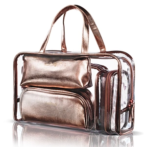 waterproof holographic 5 in 1 Portable Carry on Travel Toiletry Bag Clear PVC pouch Makeup bag cosmetic storager
