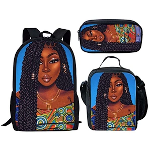 Hot Selling Africa Beauty Princess Fashionable School Bags For Girls Casual Kids School Backpack Set Exclusive Designer Bookbags