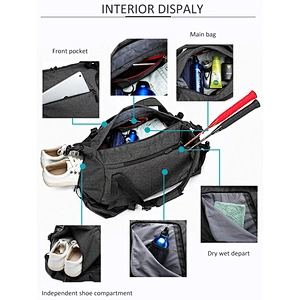 Best dry wet depart with shoes compartment Convertible Backpack Zippered Duffel Bag Custom Shoulder Bag