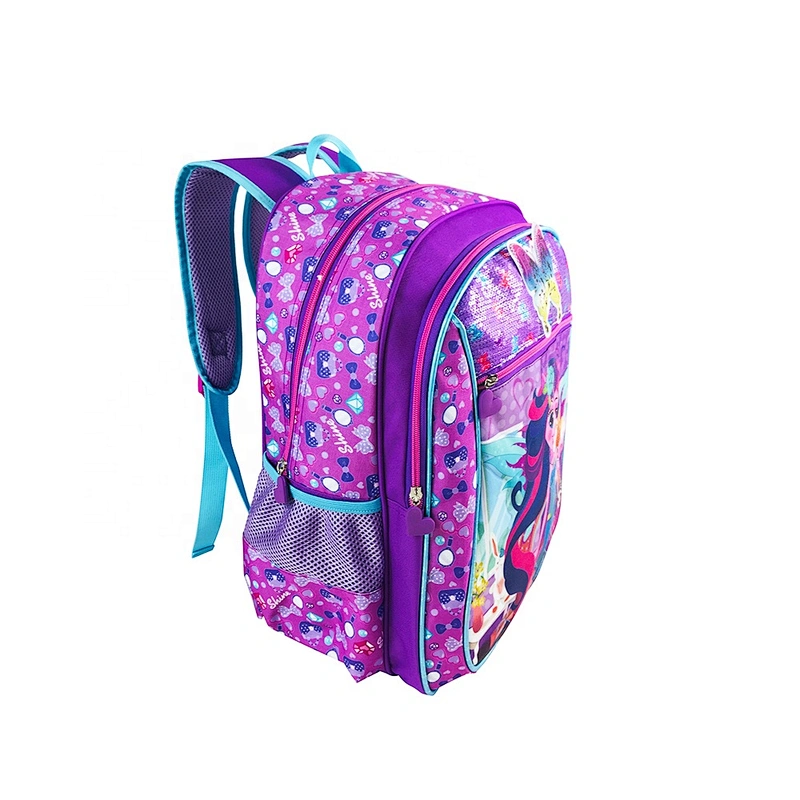 Popular factory high quality student backpack golden backpack kids children school bags for girls kids with fantasy fabric