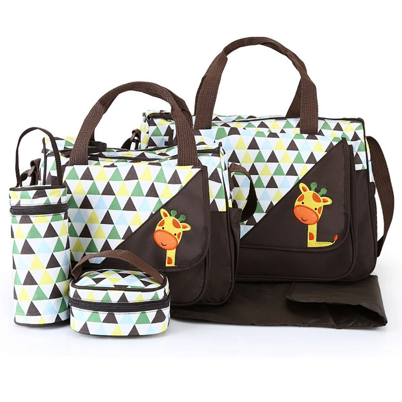 NEWEST 5pcs/set mummy travel high quality tote baby shoulder diaper bags durable nappy bag mummy mother baby bag