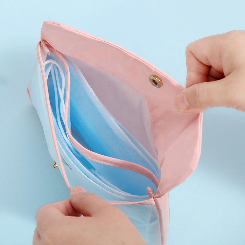 Customize logo portable Dustproof folder foldable face masking box clip case pouch keeper holder fabric masking storage bag