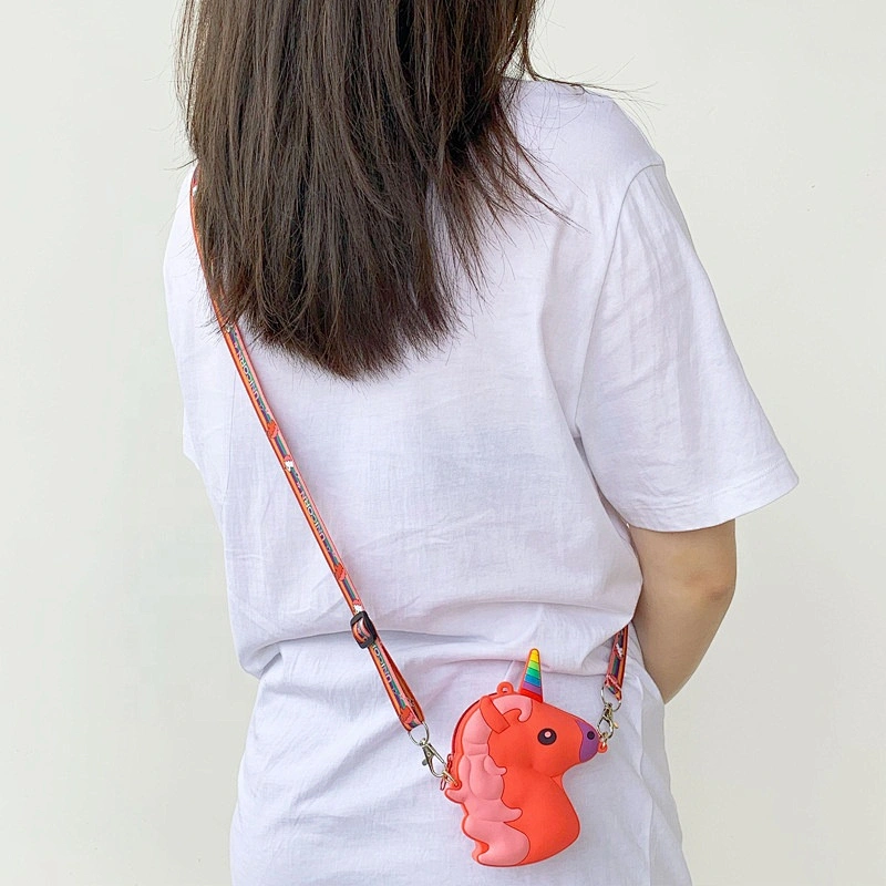 Waterproof cute cartoon girl women Silica Gel soft silicone rubber wallet pouch case coin purse mini purse with crossbody strap