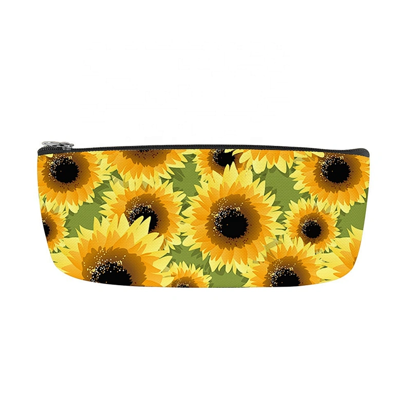 Pencil Case Floral Flower Sunflower Pattern Pencil Bag Pen Zipper Bag Pouch Organiser Makeup Brush Bag for Girls Stationery