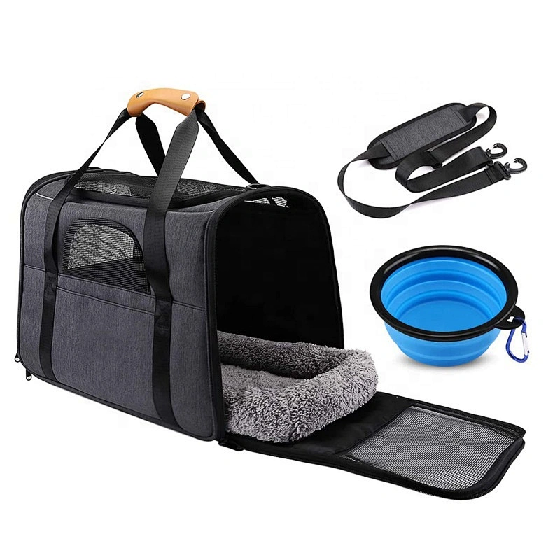 Factory directly supply pet space backpack outdoor travel car dog carrier bag solid color Oxford waterproof bicycle cat bag