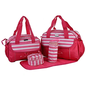 New style foreign trade fashion stripe mommy bag five-piece flower cloth waterproof multi-function large capacity