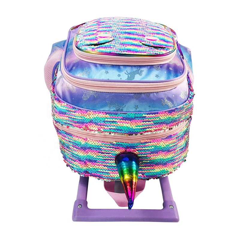 3-6 Grades Unicorn School Bags Kids Travel Rolling Luggage children's Trolley Girls Backpack Child Sequin Book Bag