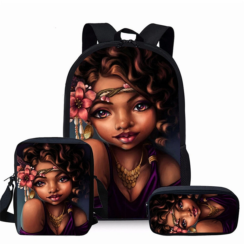 Children 3pcs/set School Bags for Kids Black Art African Girl Printing School Bag Teenagers Shoulder Bagpack Satchel bag