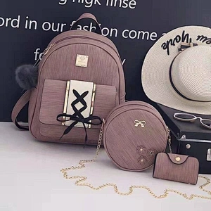 Retro PU female new Korean fashion soft leather backpack middle school student schoolbag casual backpack