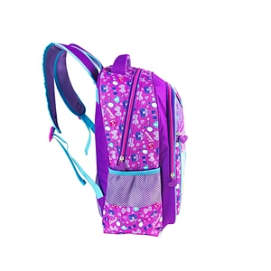Popular factory high quality student backpack golden backpack leather children school bags for girls kids with fantasy fabric