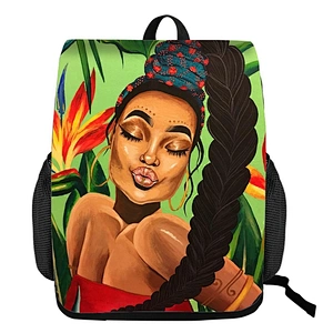 African Backpack Cartoon African Black Girls Print School Bag Kids Cute Book Bag Teenager Girls Schoolbags Travel Backpack