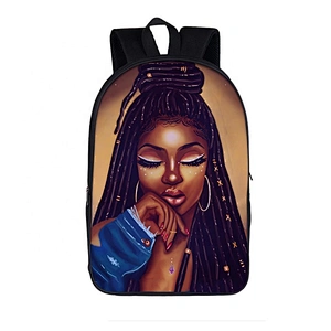 Factory backpack women Africa Beauty Princess Girls Children School Bags Brown Book Bag
