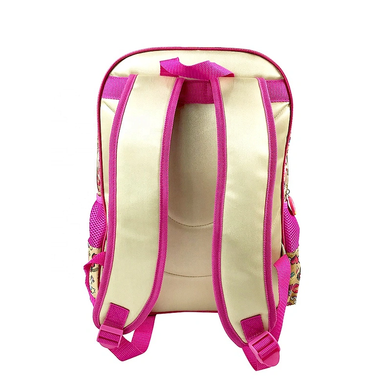 New design high quality student bag backpack golden backpack leather school bags for girls with fantasy fabric