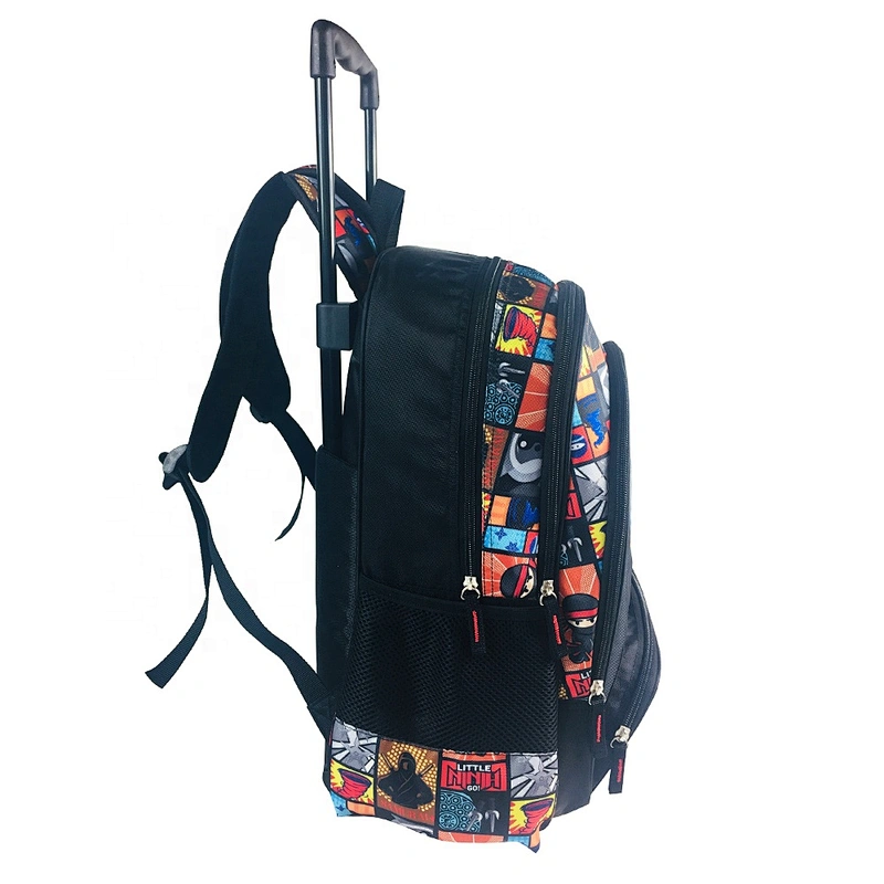 Factory Wholesale Customized Flashing lights Wheeled Kids Backpack School Bags Trolley