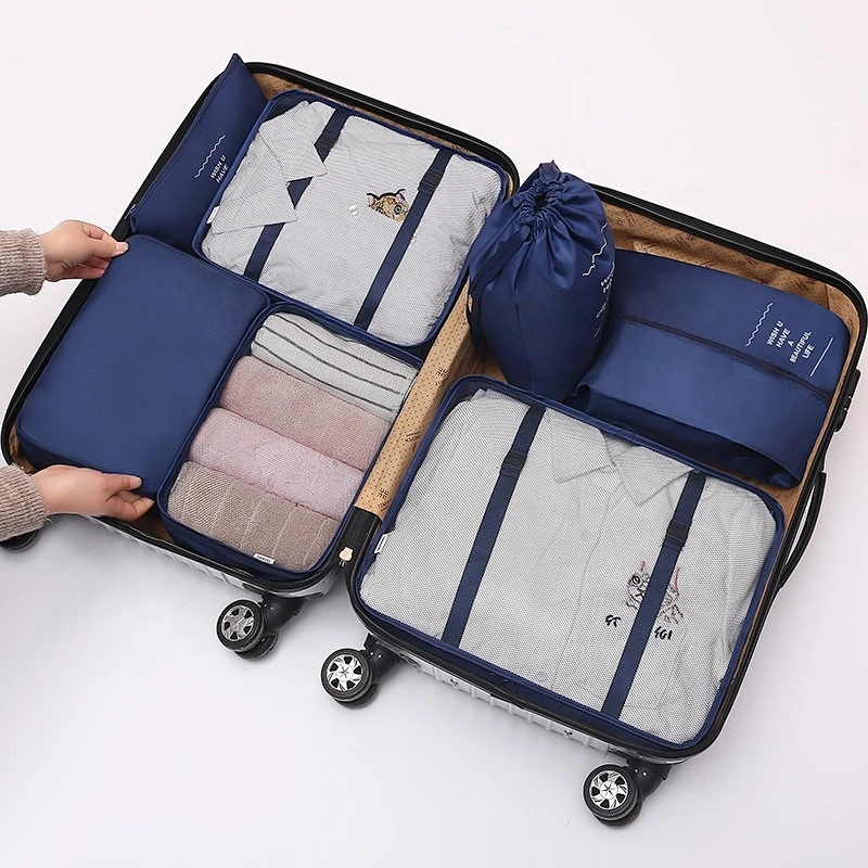New Fashion Luggage Organizer High Quality Waterproof 7 pcs Travel Bag Packing Cube