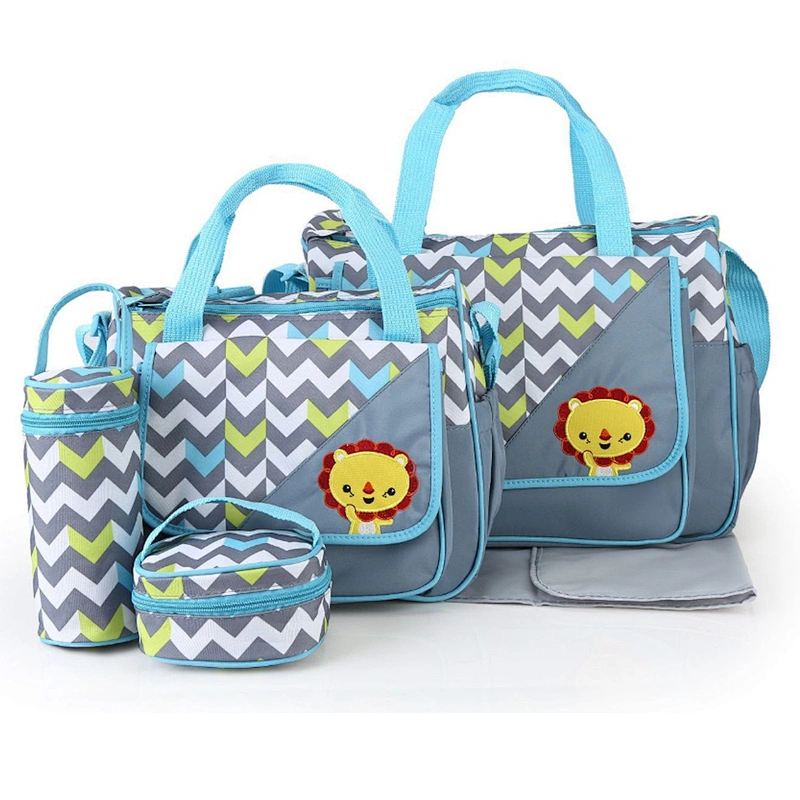 5pcs Family Set Baby Diaper Bag Large Capacity Shoulder Mommy Handle bag for Baby Care with diaper changing pad