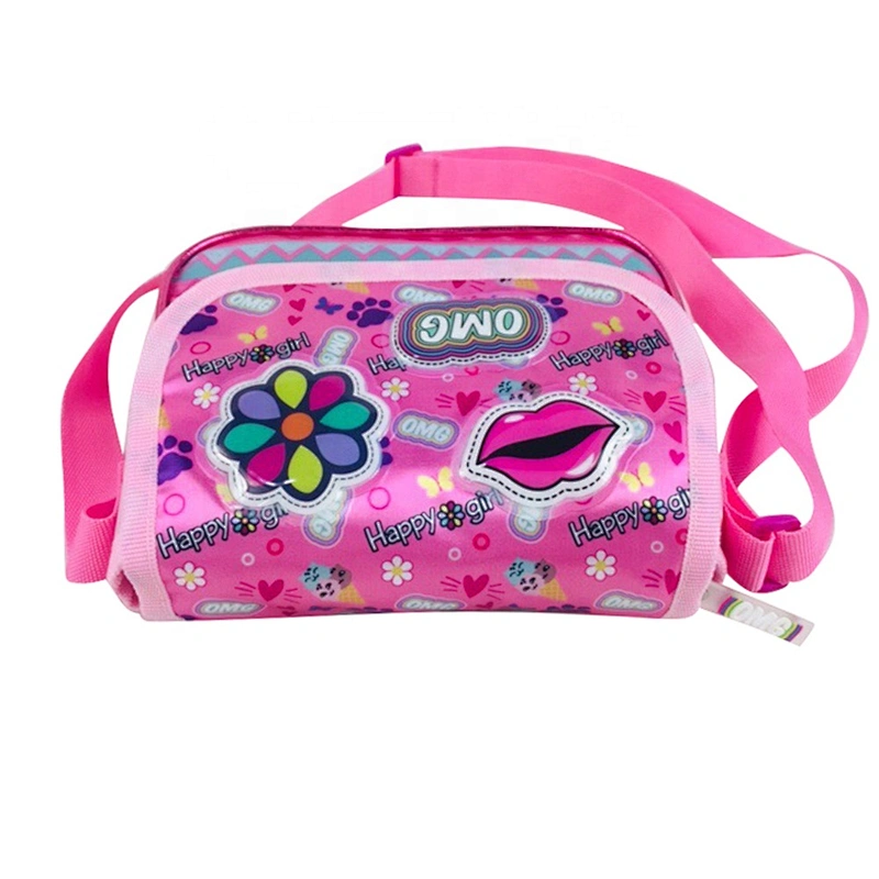 Fashion Pink polyester crossbody women hand bags square shape kids bag girls shoulder bags