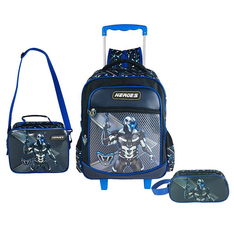 3 in set 3D EVA Cartoon School Backpacks Set Boys Bookbags Trolley Backpack with Lunch Bag and Pencil Case