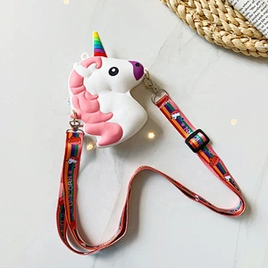 Waterproof cute cartoon girl women Silica Gel soft silicone rubber wallet pouch case coin purse mini purse with crossbody strap