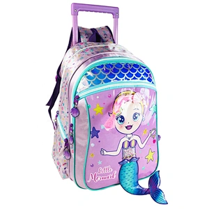 3-6 Grades Mermaid School Bags Kids Travel Rolling Luggage children's Trolley Girls Backpack Child Holographic fabric Book Bag