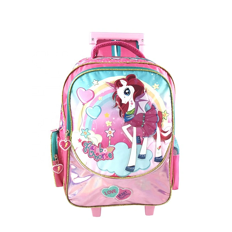 wholesale new design trolley bag Backpack Rolling bag children school bags for kids girls travel  waterproof smart With Wheels