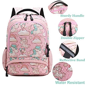 Unicorn School Backpacks with Lunch Bag Pencil Case for Girls and Boys Kids Bookbag 3 in 1 school Bag Set