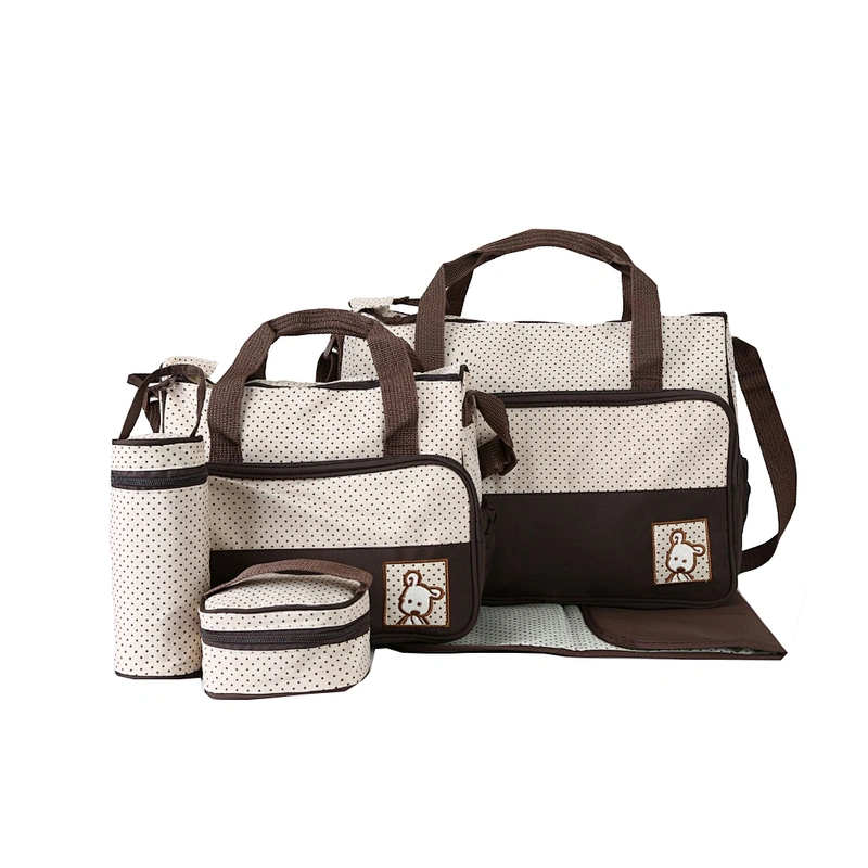 NEWEST 5pcs/set mummy travel high quality tote baby shoulder diaper bags durable nappy bag mummy mother baby bag