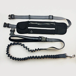 Wholesale Custom Nylon Reflective Bungee Hands Free Jogging Dog Leash With Waterproof Waist Bag