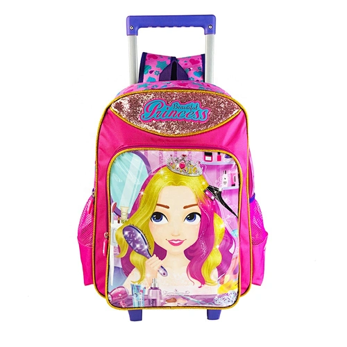 2021 trolley children school bags for girls School+Bags set Fashion Shiny Beautiful Princess trolley bag for kids
