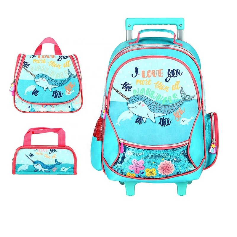 3  in 1 set Wholesale Custom School bag kids trolley luggage school trolley bag for girls and boys