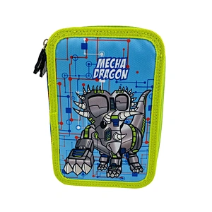 wholesale hot sell Cute Simple melange robot students Packing cute kids School Office Pencil Pouch Case Bag for school boy