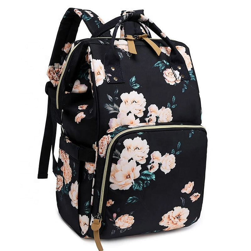 2020 Fashionable Floral Baby Mum bag Water Resistant Baby Maternity Nappy Bag Diaper Bag Backpack with USB charging port