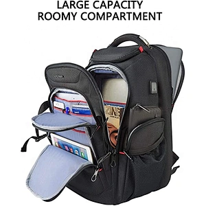 Water-Repellent Business College Daypack Stylish Big School Laptop Bag for Men/Women-Black