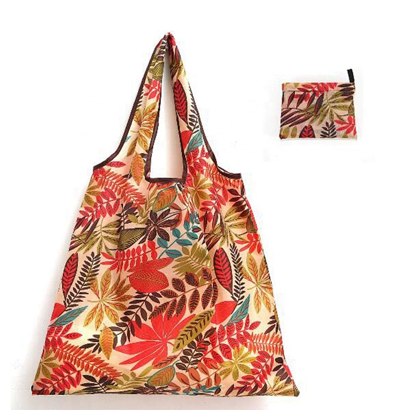 2020 Custom  Eco Friendly Easy Carry Reusable Foldable Pocket Tote Grocery Bag Folding Shopping Bags