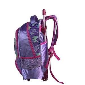 Wholesale large capacity Cartoon Plush Unircon Children school trolley bag backpack girls with wheels