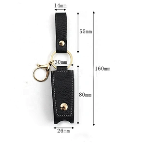 T-shaped PU leather hand sanitizer leather set 30ml alcohol disinfectanted  bottle set key chain pendant