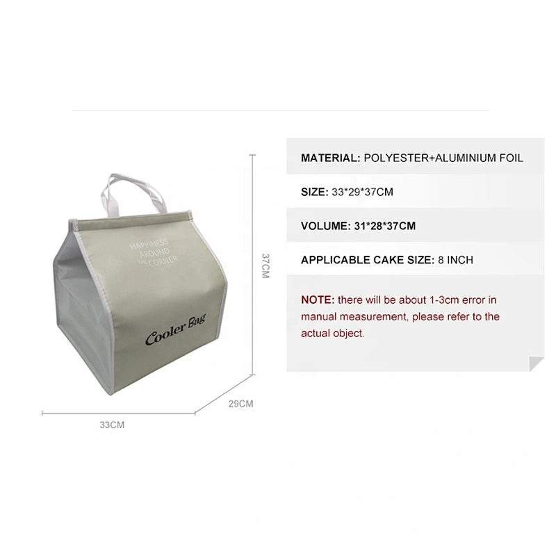 Cheap Small Portable Tote Foldable Cake Food Delivery Insulated Cooler Bag for thermal insulation 6/8/10/12 inch