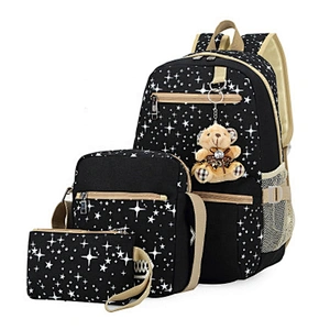 2020 Hot sale 3PCS Bear New Design Durable Canvas Kids backpack college shoulder bag Wholesale Cheap Soft Kids School Bag Set