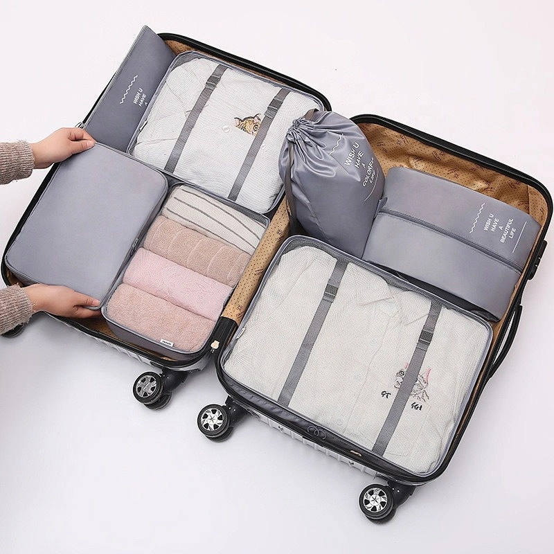 New Fashion Luggage Organizer High Quality Waterproof 7 pcs Travel Bag Packing Cube