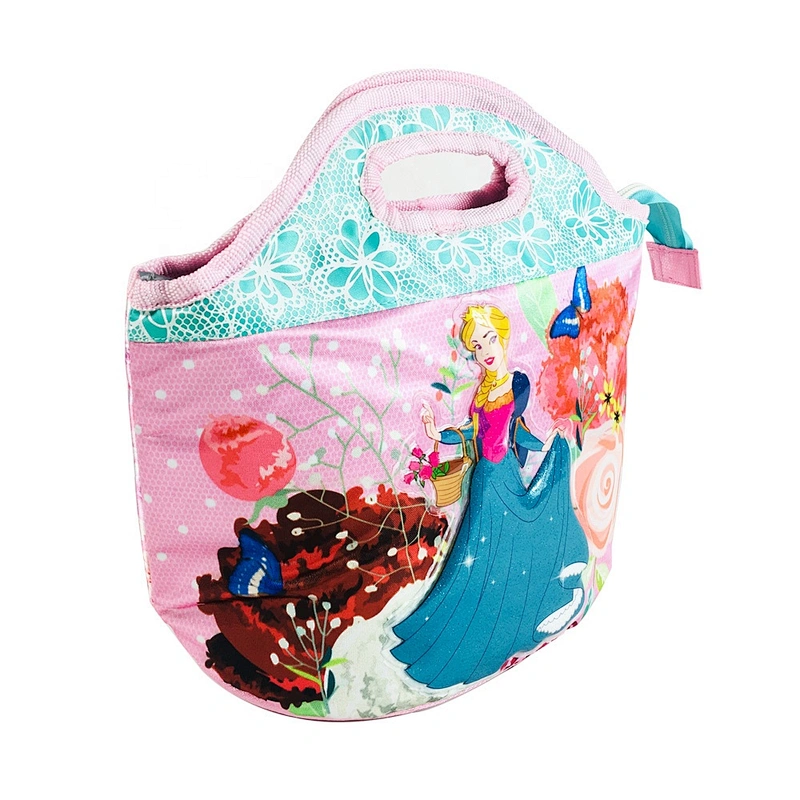 Portable student insulated thermal princess girls school lunch box children kids cooler bags handbag for food delivery