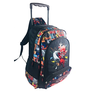 Factory Wholesale Customized Flashing lights Wheeled Kids Backpack School Bags Trolley