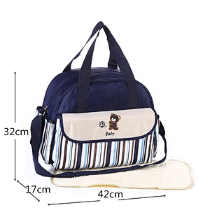 Multifunctional Fashion Mummy Maternity Bag 5 Pieces Set Polyester Baby Diaper Bag With Changing Pad