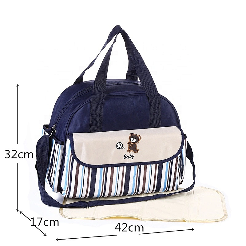 Multifunctional Fashion Mummy Maternity Bag 5 Pieces Set Polyester Baby Diaper Bag With Changing Pad