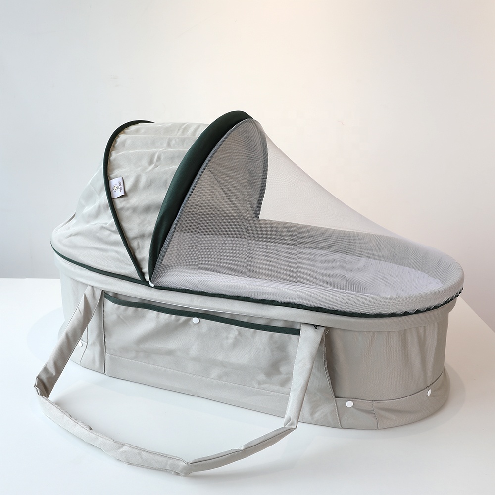 Portable Foldable Travel Camping Bassinet Baby Carry Cot With Safety Rails Mosquito Net For Newborn