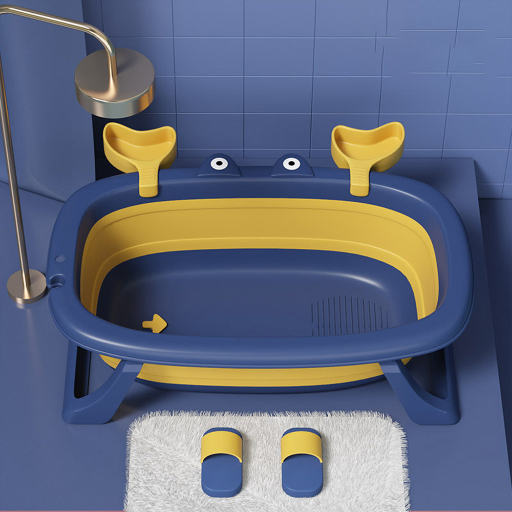 Plastic Folding Animal Crab Design Digital PP Portable Newborn Baby Bathing Tub With Stand Thermometer Sensing