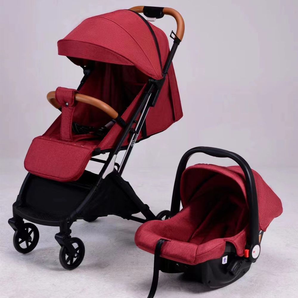 Portable Newborn Travel Pram Adjustable Foldable Compact 2 in 1 Lightweight Baby Stroller With Car Seat