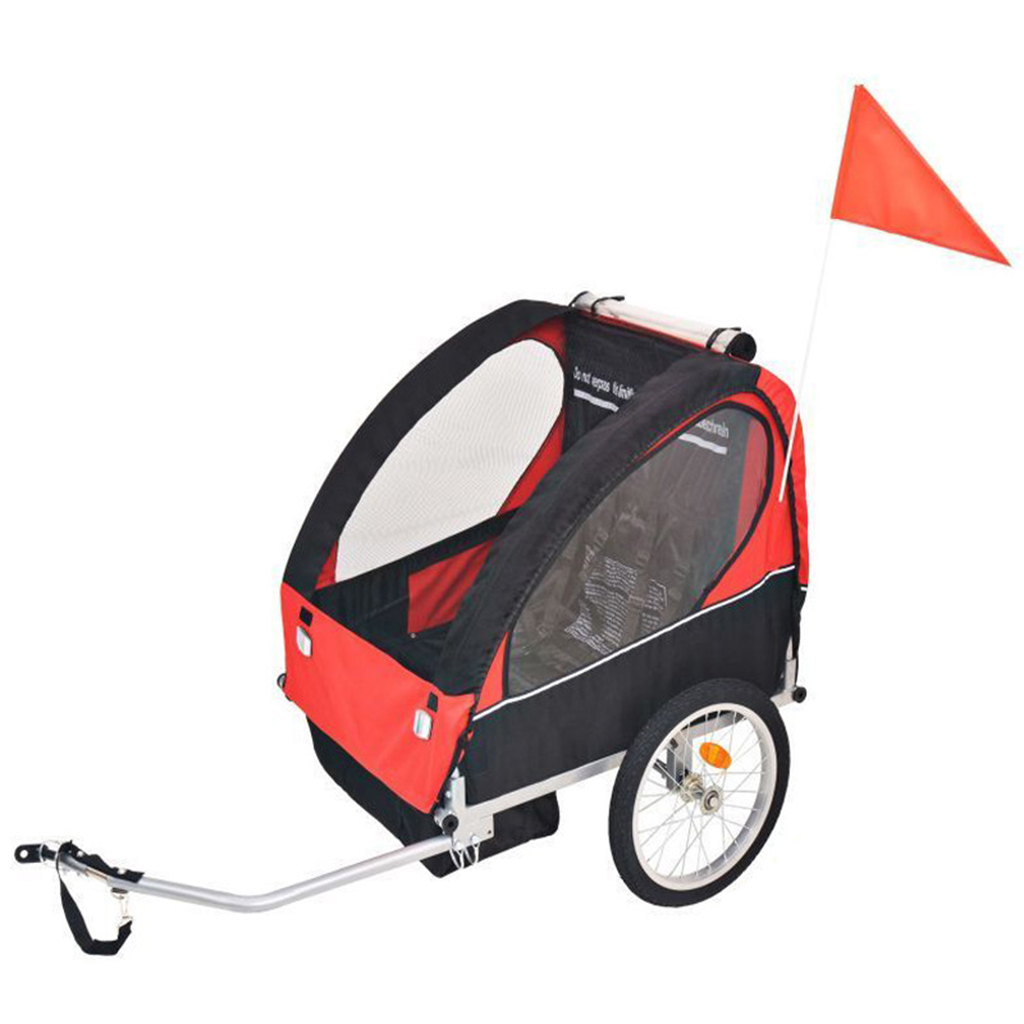 Foldable Frame Single and Double Seat 2-In-1 Canopy Carrier baby bike trailer for Toddlers Kids Pet