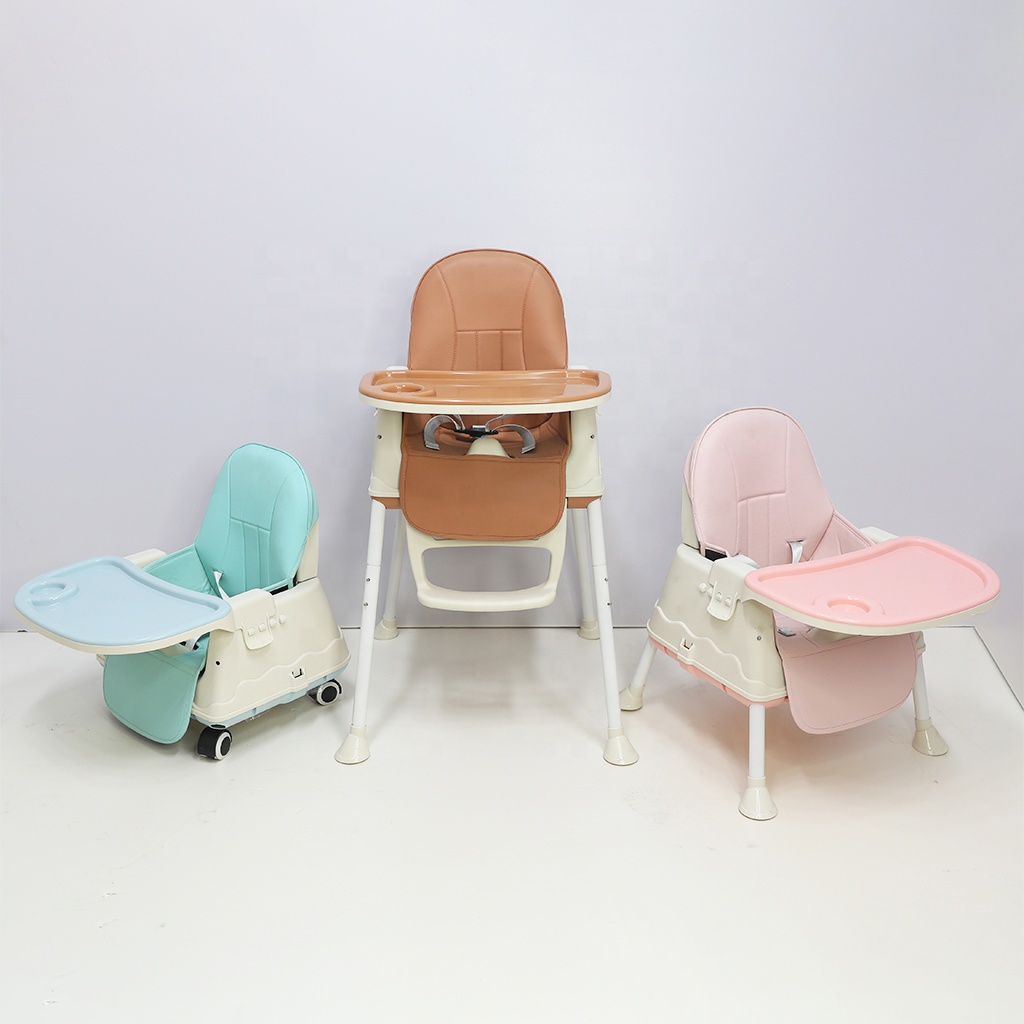 Cheap Adjustable Multifunctional Baby Booster Seat,3 in 1 Portable Plastic Baby High Chair With wheels For Kids Feeding Dining