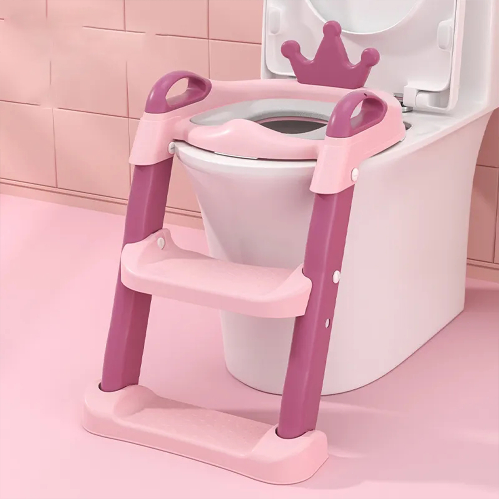 Foldable Baby Potty Training Toilet Seat For Toddler Kids With Step Stool Ladder Soft PU Booster
