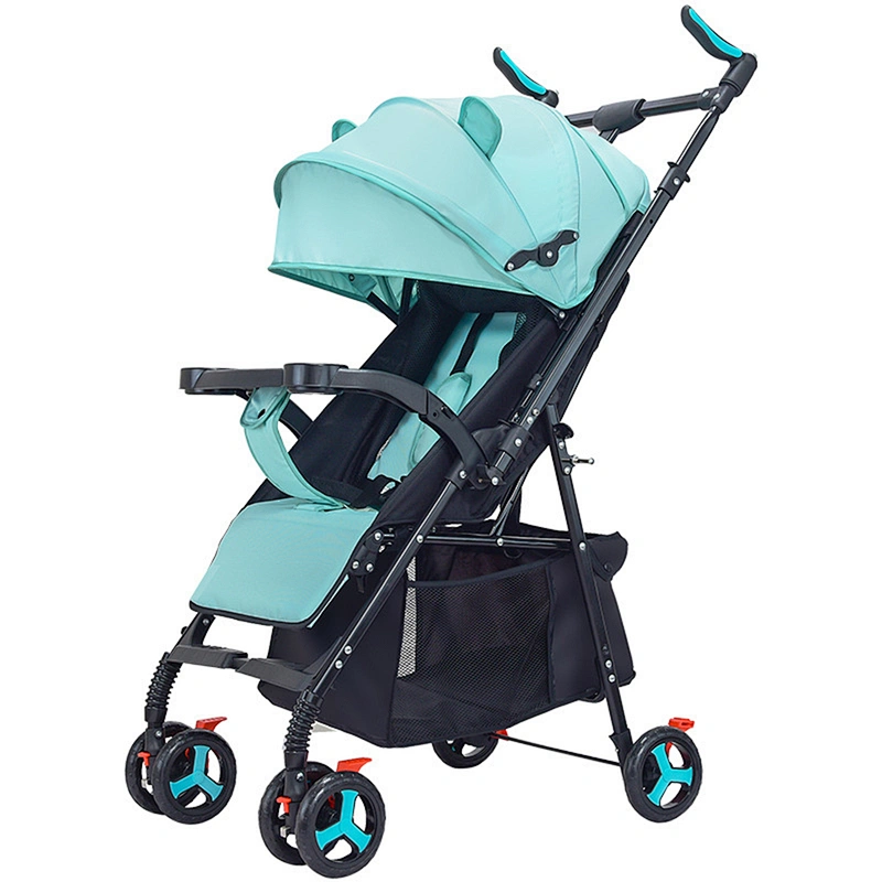2023 Compact One-hand Fold Multi-Position Recline Travel Lightweight Toddler Baby Pram Stroller With Storage Basket Canopy